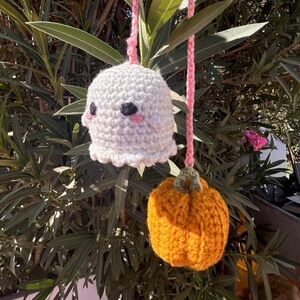 Ghost and pumpkin scented car hanger